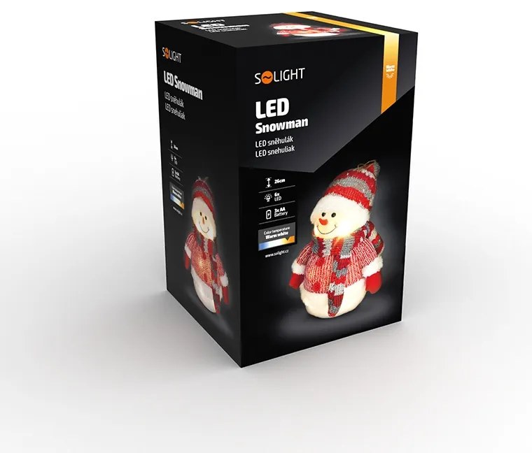 SOLIGHT LED snehuliak, 26cm, 6x LED, IP20, 3x AA
