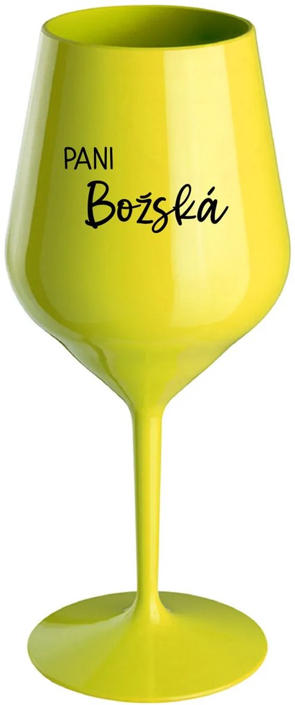 PANI BOŽSKÁ - žltý nerozbitný pohár na víno 470 ml