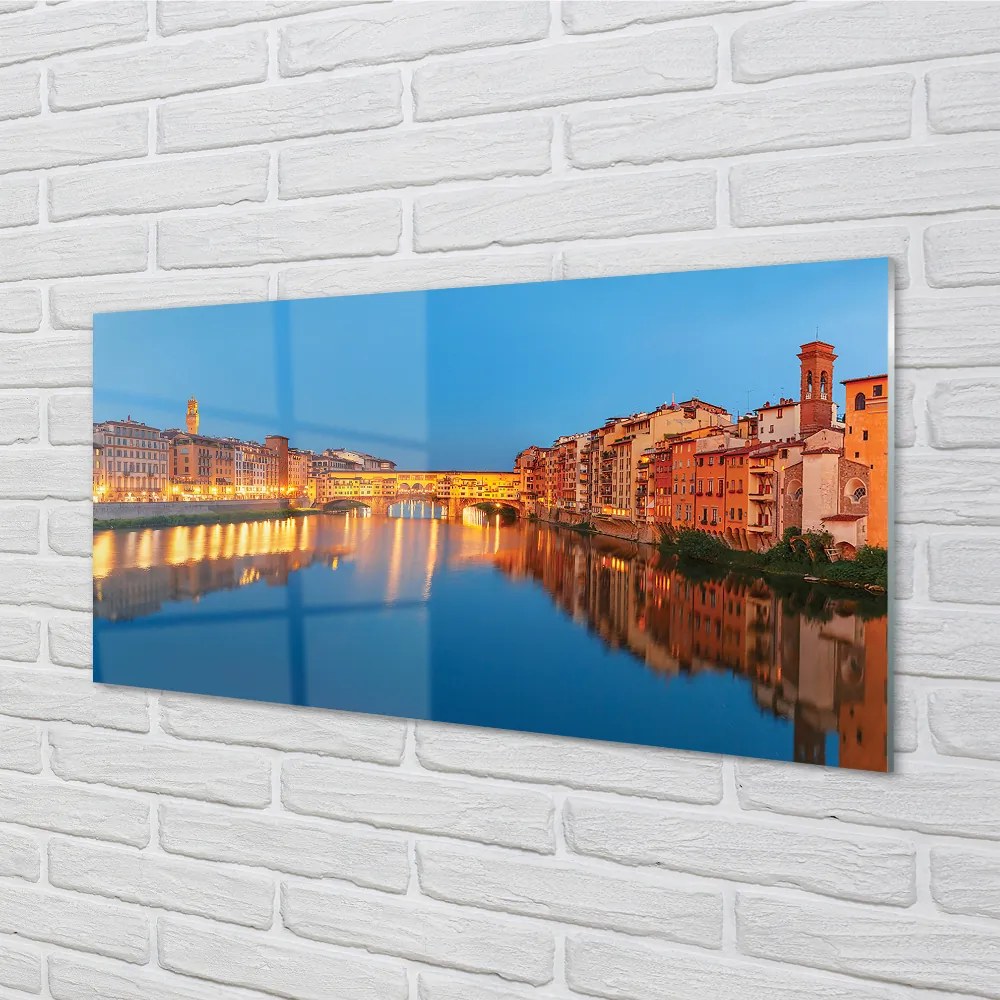 Nástenný panel  Italy River mosty budovy v noci 120x60 cm