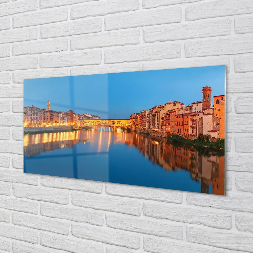 Nástenný panel  Italy River mosty budovy v noci 125x50 cm