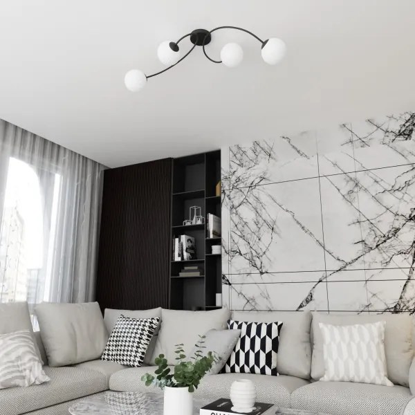 Prisadený luster VIBRA 4xE14/10W/230V čierna/biela