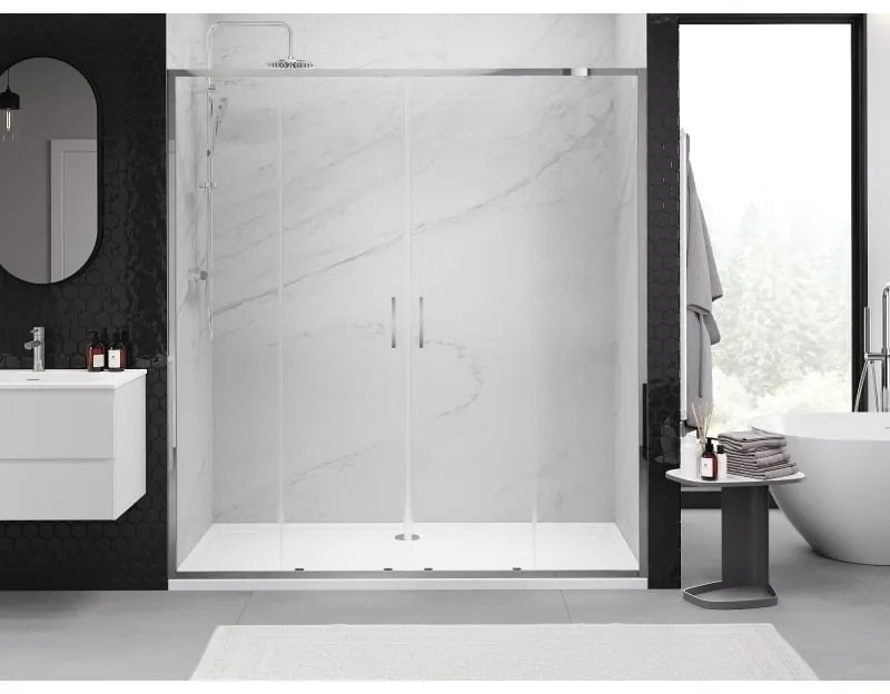 Mexen Exo, 2-krídlové posuvné 170x200 cm, 6mm číre sklo, chrómový profil, 8152-170-000-01-00