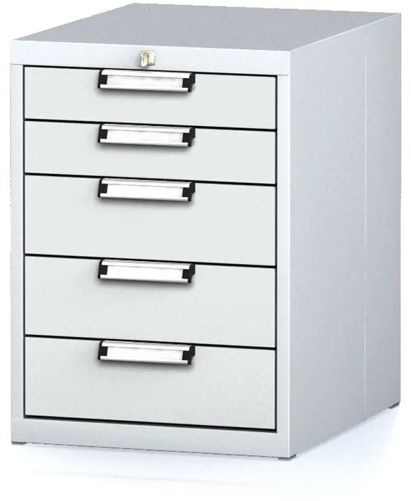 Dielenský zásuvkový box na náradie MECHANIC, 5 zásuviek, 480 x 600 x 662 mm, sivé dvere