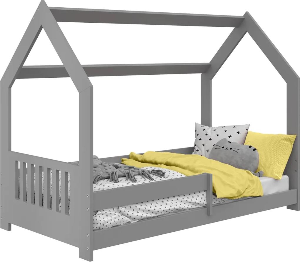 AMI nábytok Detská posteľ DOMČEK D5E 80x160cm masív sivá