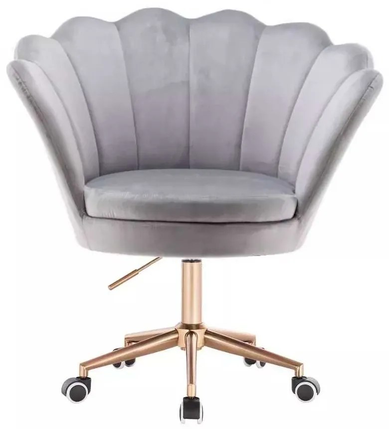 LuxuryForm DESIGN Kreslo FREY VELUR na zlatej podstave s kolieskami - svetlo šedé