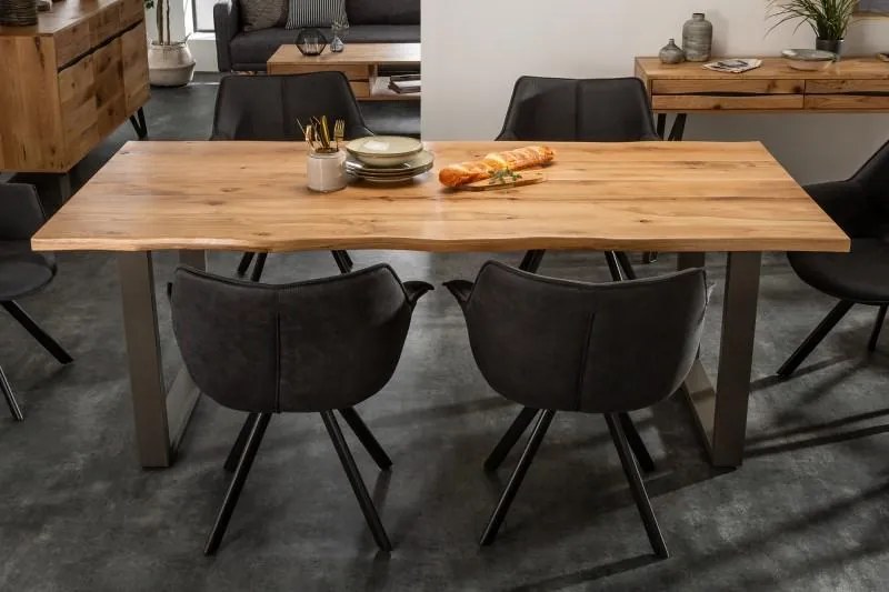 Invicta Interior - Masívny jedálenský stôl LIVING EDGE 200 cm divoký dub, prírodný