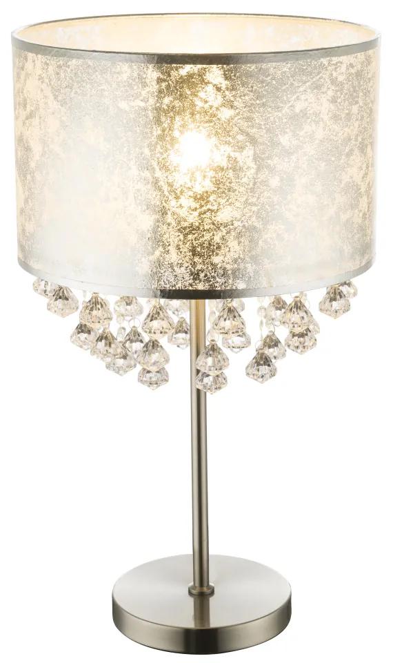 GLOBO Dizajnová stolná lampa s krištáľmi AMY, strieborná