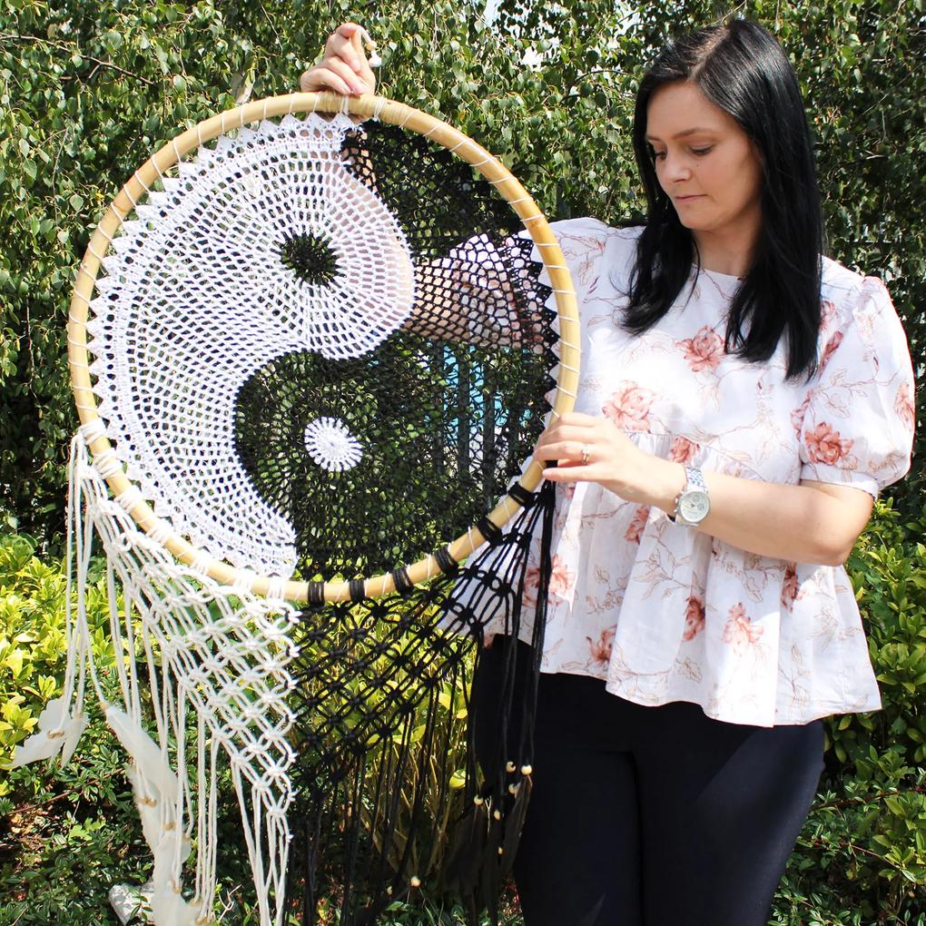 Lapač snov Bali - Yin Yang - extra veľký 50cm