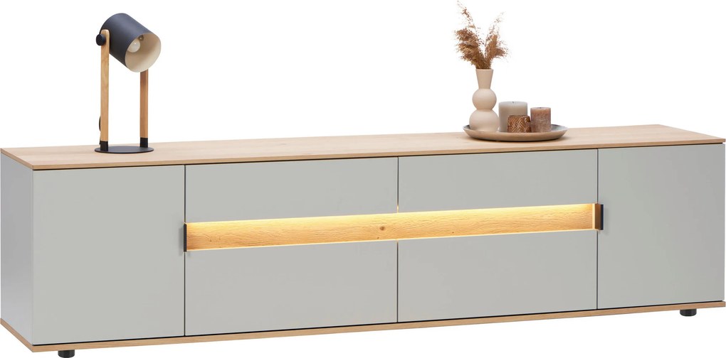 XXXLutz NÍZKA KOMODA, sukový dub, farba duba, svetlosivá, 225,6/54,2/48 cm Dieter Knoll - Komody - 001770000714