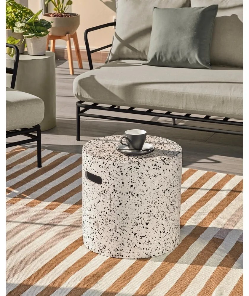 Biely betónový odkladací stolík Kave Home Jenell, ⌀ 35 cm