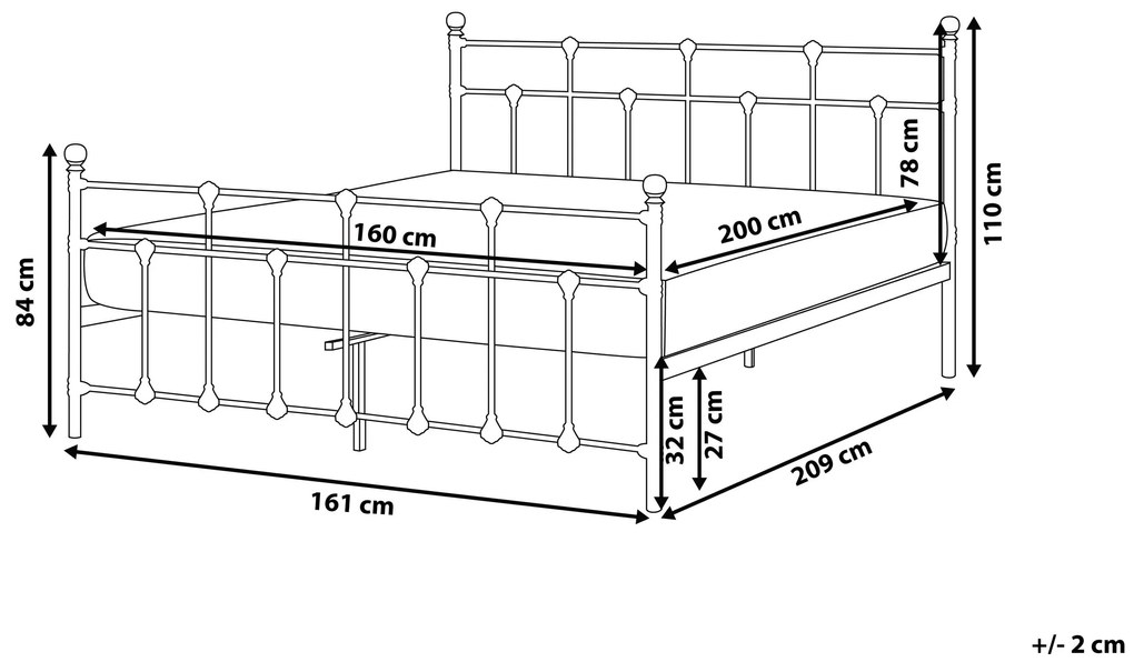 Kovová posteľ 160 x 200 cm čierna LYNX Beliani