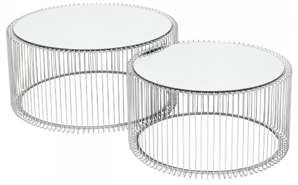Konferenčný stolík Wire strieborná set 2 ks 33,5 × 69,5 × 69,5 cm KARE DESIGN