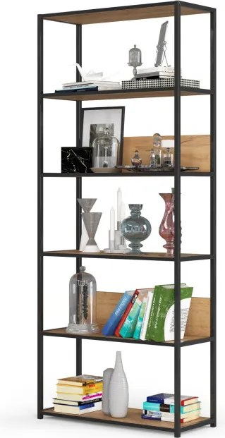 Policový regál 800 čierny / dub craft