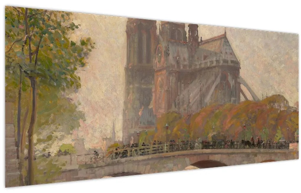 Obraz - Robert William Vonnoh, Notre Dame de Paris, reprodukcia (120x50 cm)