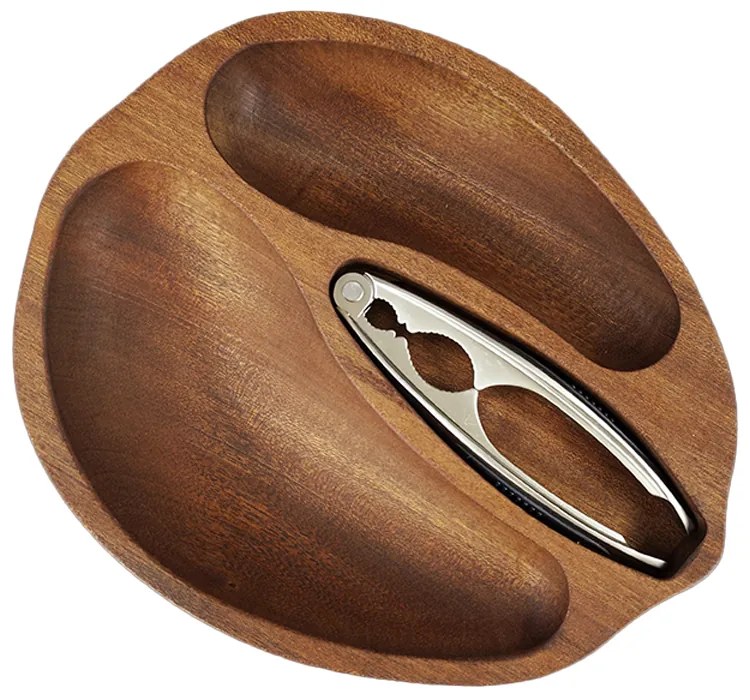 AMADEA Drevená miska v tvare orecha so luskáčikom, masívne drevo mahagón, 23x28x4,5 cm