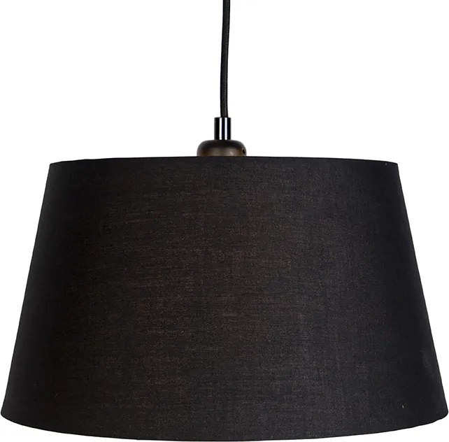 Závesné svietidlo s 3 čiernymi a zlatými tienidlami z bavlny - Cava