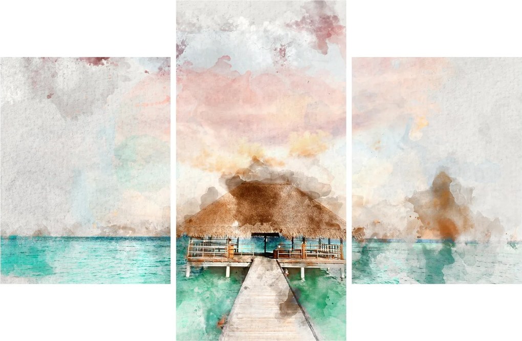 Obraz - Maledivy, drevené mólo (90x60 cm)