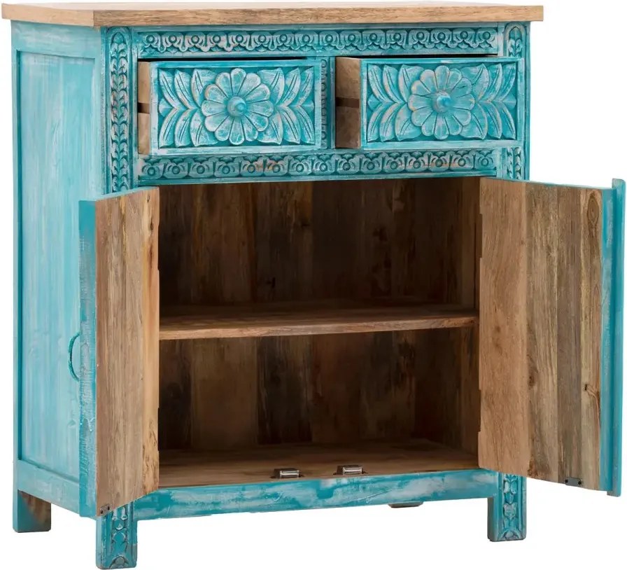 furniture-nabytek.cz - Masívna komoda Santa Cruz z mangového dreva, modrá, lakovaná