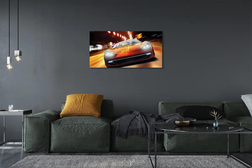 Obraz canvas Športové auto svetla mesta 125x50 cm