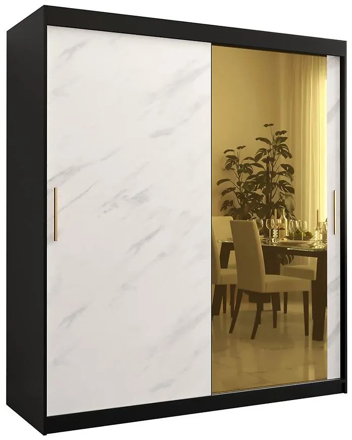 Skriňa Platinum T2 180 čierna marmur/biely