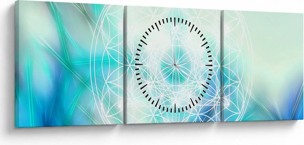 Obraz - Merkaba v tyrkysovom pozadí (s hodinami) (90x30 cm)
