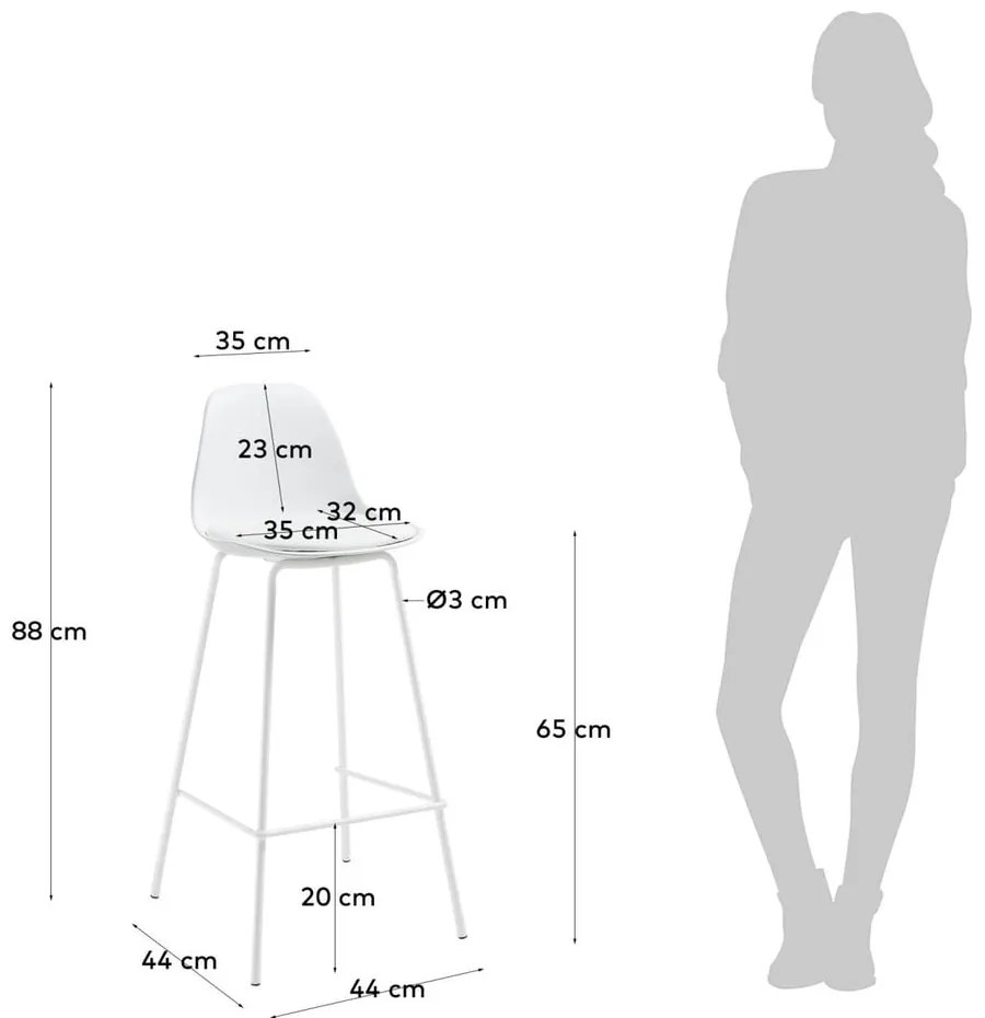 Biela barová stolička (výška sedadla 65 cm) Brighter – Kave Home