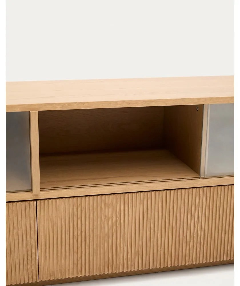 TV stolík v dekore duba v prírodnej farbe 200x54x40 cm Helvine – Kave Home