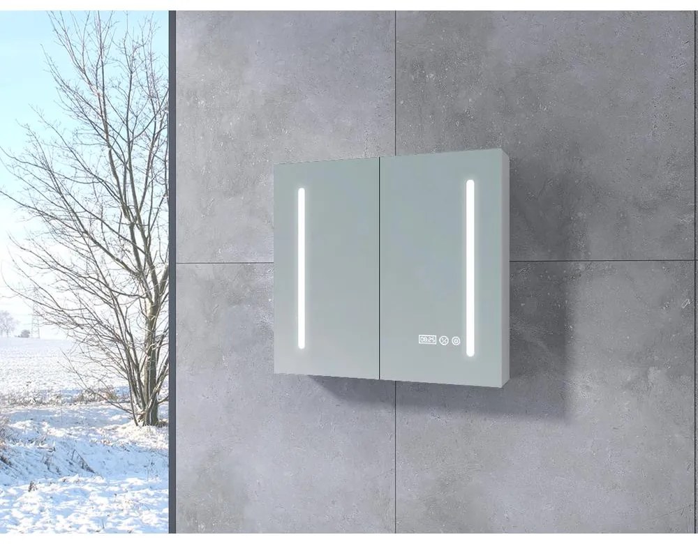 Sevilla White Dvojdverová skriňa so zrkadlom, LED 70 cm