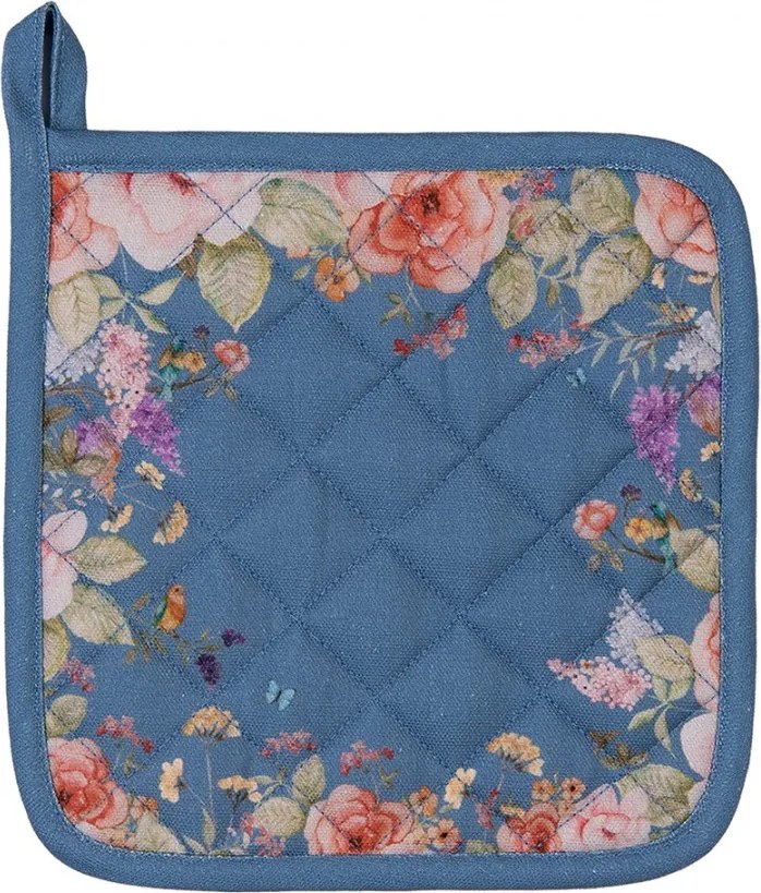 Modrá bavlnená chňapka - podložka Flower & Fiesta - 20 * 20 cm