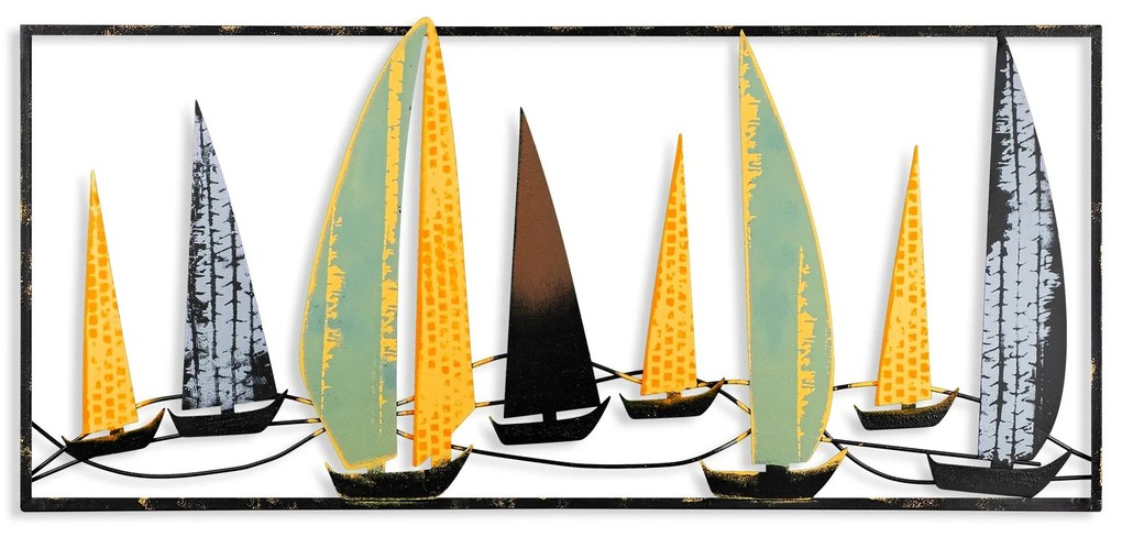 Nástenná kovová dekorácia Plachetnica 3 viacfarebná