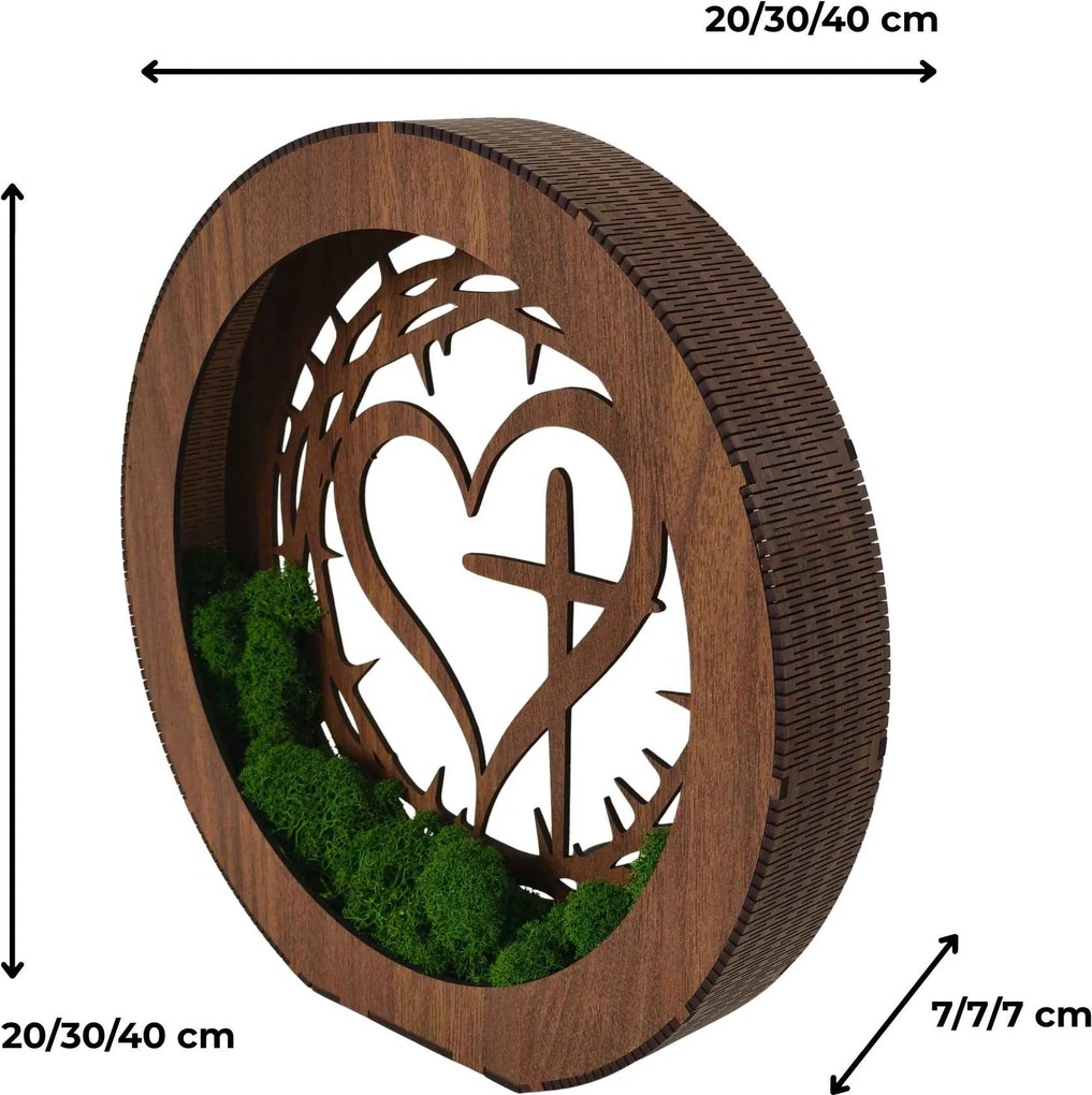 Stmievateľná LED lampa Srdce s krížom | JEZUE: HDF - Orech 20 cm 4780-115105 LED0609