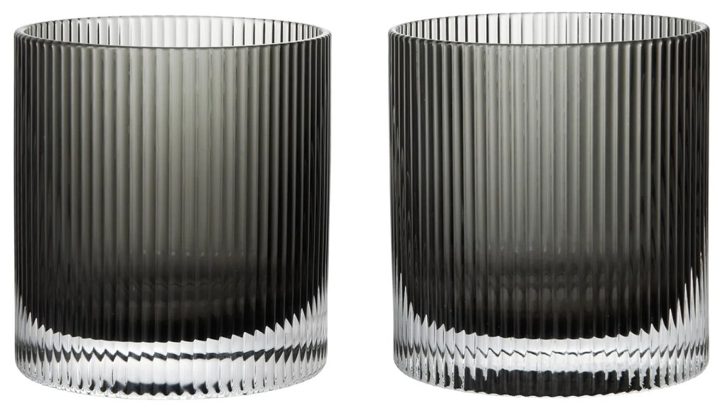 Ferm Living Poháre Ripple Tumbler Smoked Grey – set 2 ks