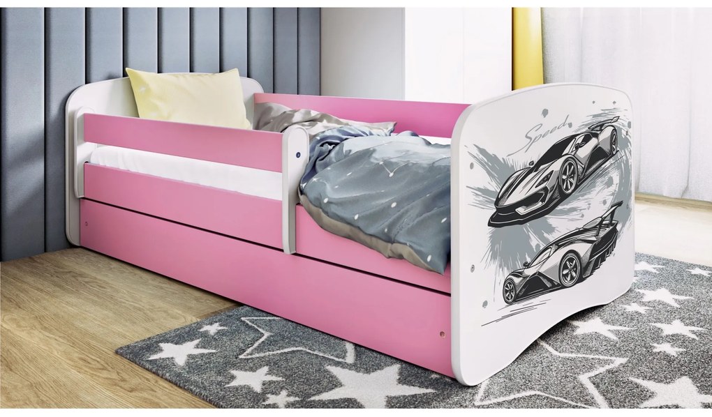 Detská posteľ Babydreams pretekárske auto ružová