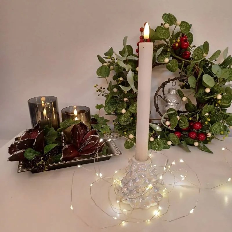 DECOLED Svícen, 8,5 x 8,5 x 8 cm, bílý