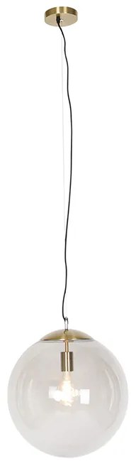 Moderné závesné svietidlo mosadzné s dymovým sklom 40 cm - Ball