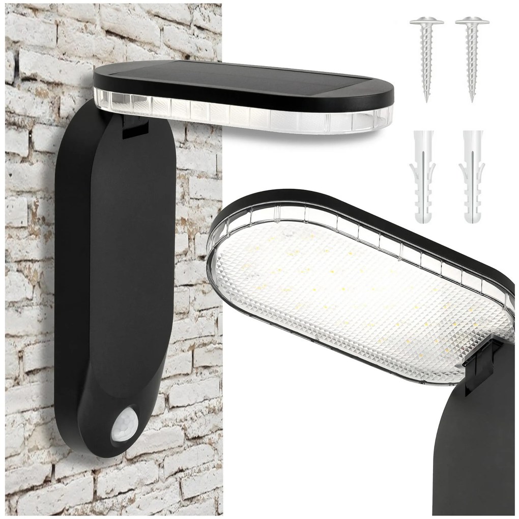 BERGE Solárna lampa s pohybovým senzorom IP65