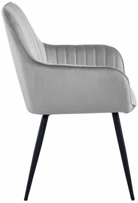Jedálenská stolička SOLDEN zamatová strieborná / sivá (čierne nohy)