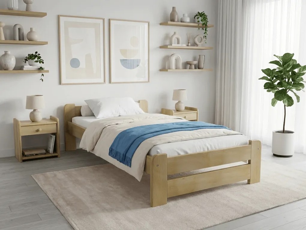 Posteľ Emily 80 x 200 cm, borovica Rošt: S lamelovým roštom, Matrac: Matrac DELUXE 10 cm