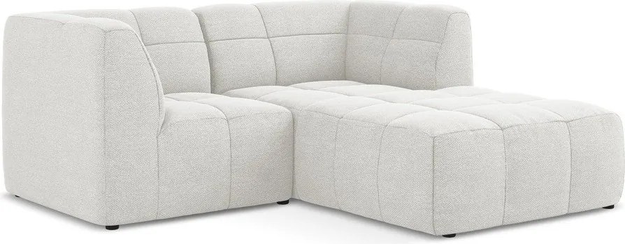 Biela rohová pohovka z textílie buklé (pravý roh/s leňoškou) Aloha – Makamii