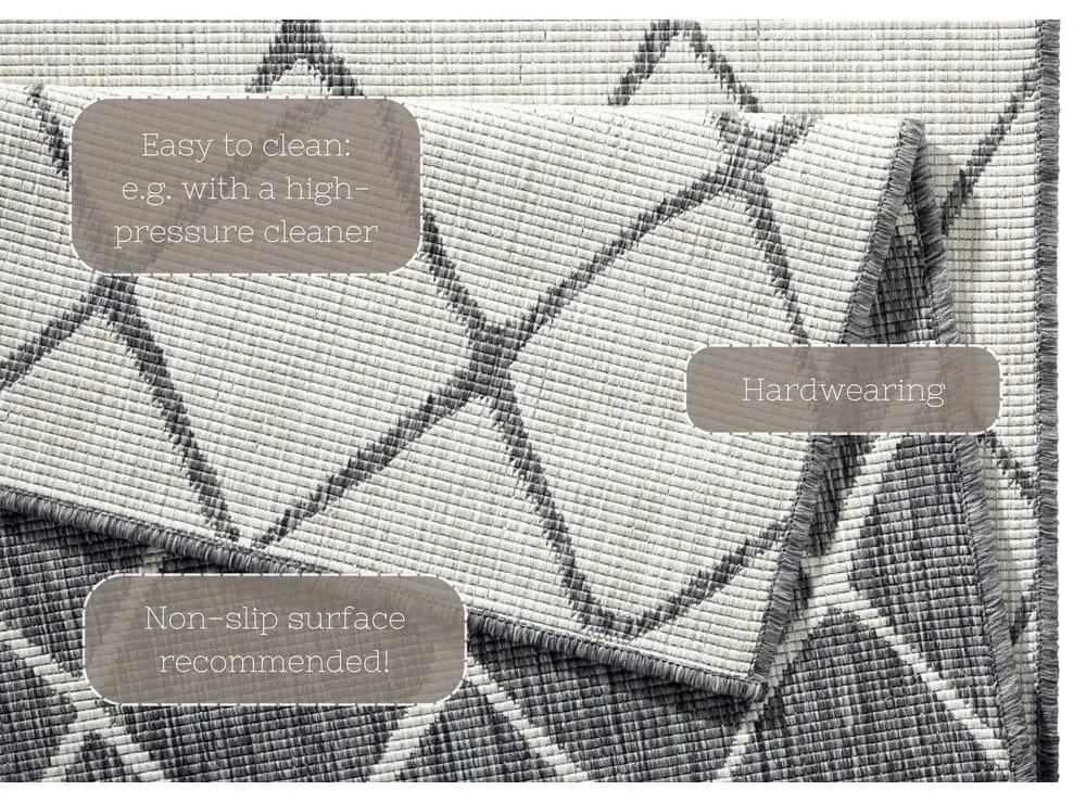 Sivo-krémový vonkajší koberec NORTHRUGS Malaga, 80 x 350 cm