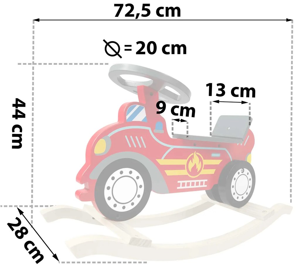 Ricokids drevené hojdacie auto 785001 hasičský zbor