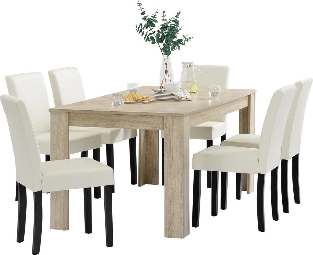 [en.casa]® Rustikálny dubový jedálenský stôl HTFU-2338 so 6 stoličkami HTMY-9704