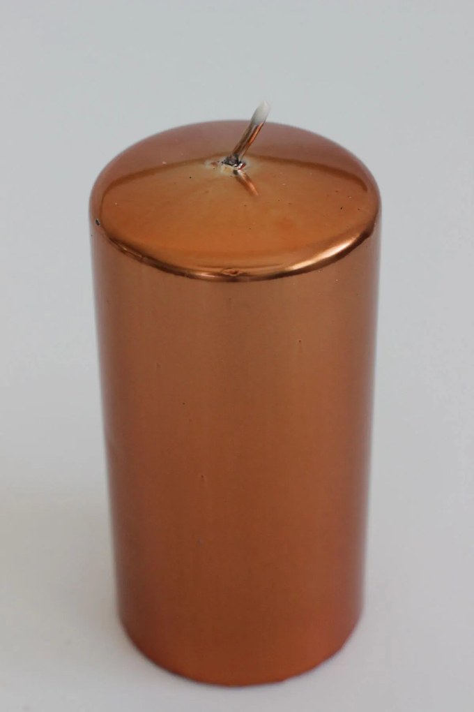 Medená metalická sviečka valec 14cm