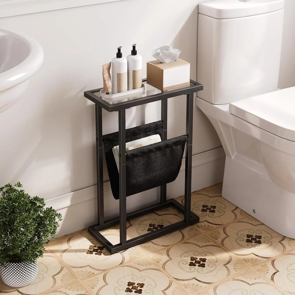 Odkládací stolek Fido 40 cm černý/čirý