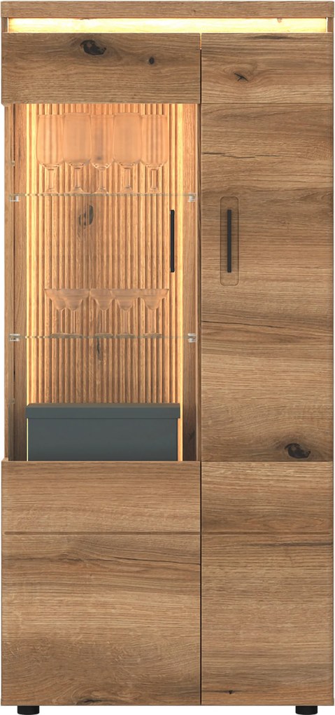 XXXLutz VITRÍNA, farba duba, 75/160,5/35,6 cm Hom`in - Sklenené vitríny - 001803080409