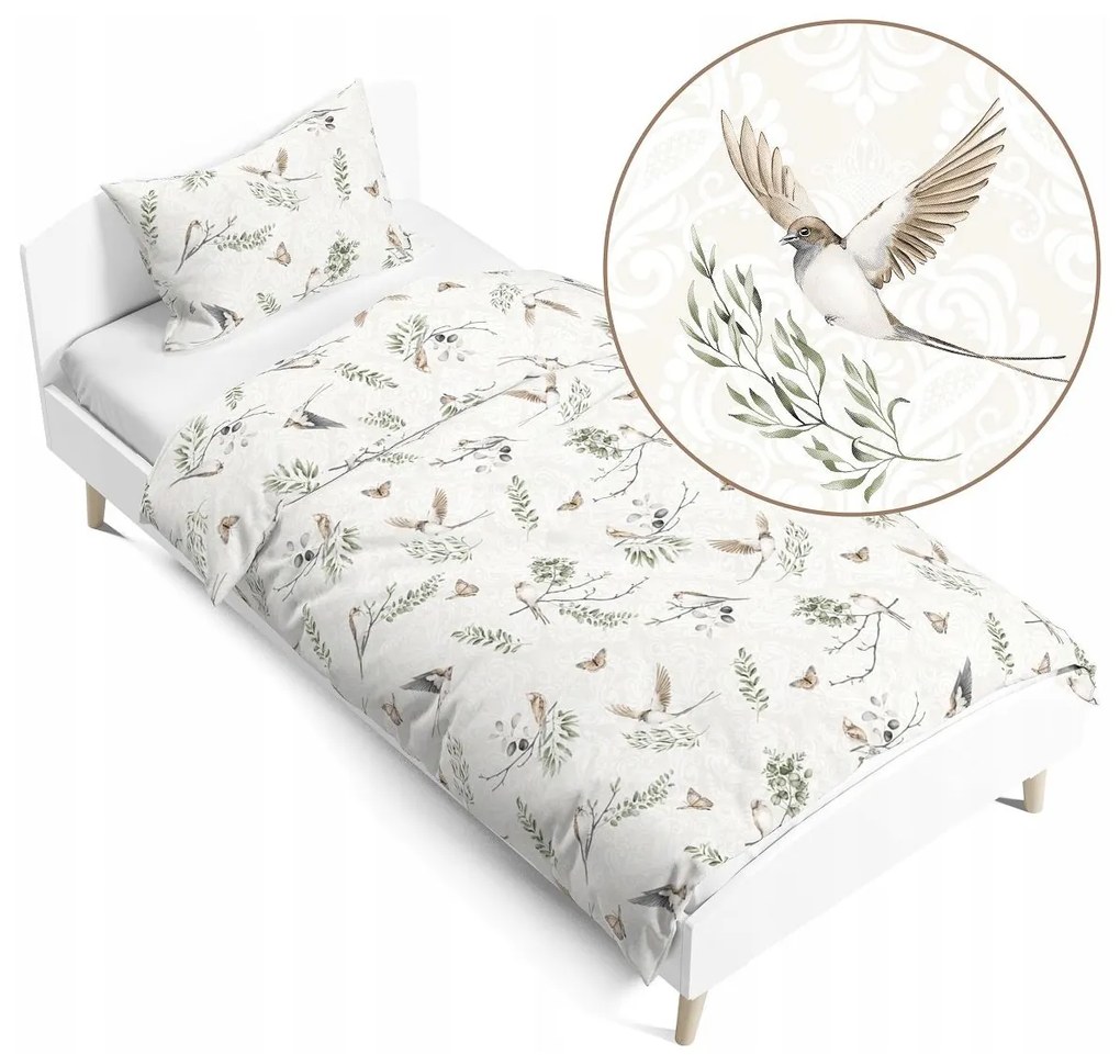 Detské bavlnené obliečky 140x200 cm BABYMAM PREMIUM - Lastovičky