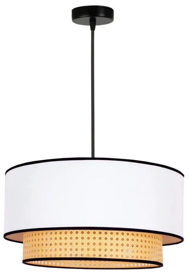 Duolla - Luster na lanku BOHO 1xE27/15W/230V pr. 45 cm biela/ratan 84427