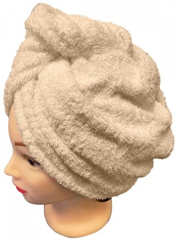 Rýchloschnúci froté Turban na vlasy béžový