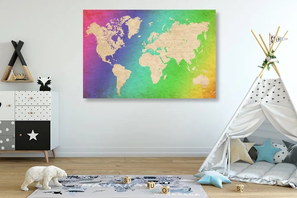 Obraz pastelová mapa sveta Varianta: 120x80