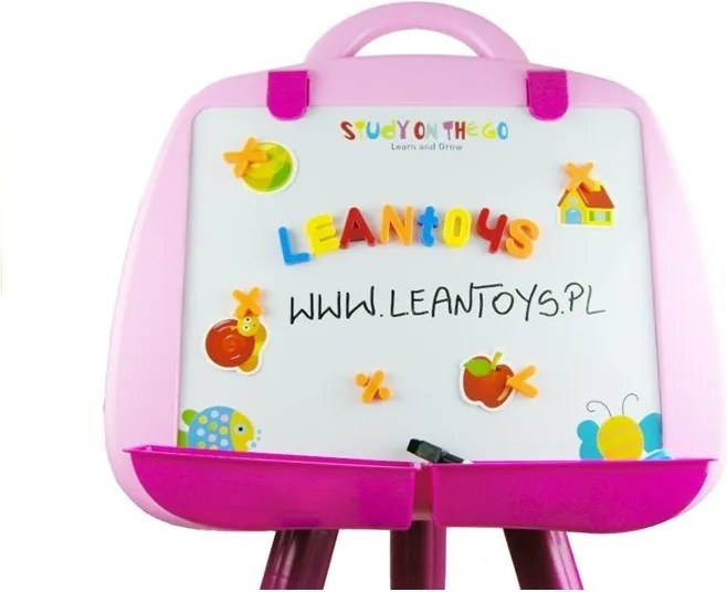 LEAN Toys Stojanová magnetická tabuľa s perom ružová
